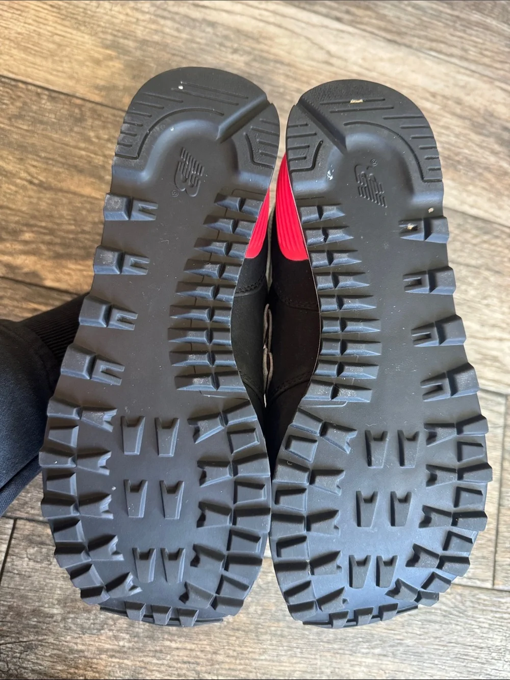 New Balance Black and White Sneakers with Pink Accents